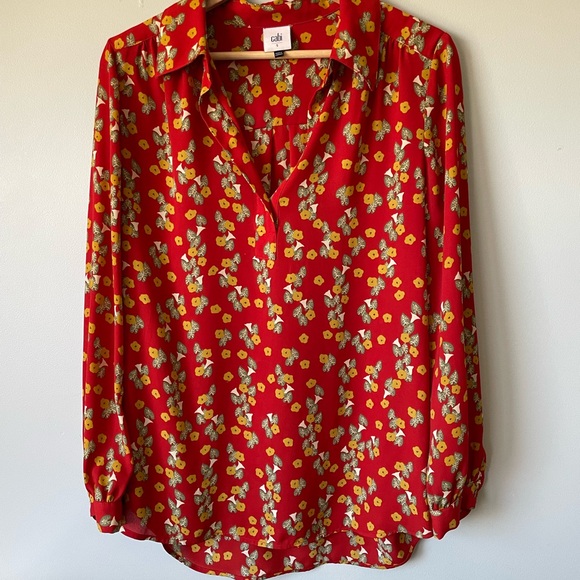 Cabi Belfry red floral top, size small - Picture 3 of 8